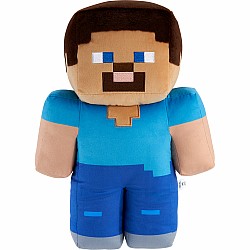 Minecraft Steve 16-in Scale Jumbo Plush Figure, Pixelated Design