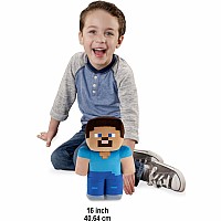 Minecraft Steve 16-in Scale Jumbo Plush Figure, Pixelated Design