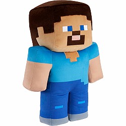 Minecraft Steve 16-in Scale Jumbo Plush Figure, Pixelated Design