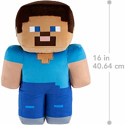 Minecraft Steve 16-in Scale Jumbo Plush Figure, Pixelated Design