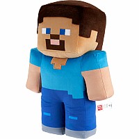 Minecraft Steve 16-in Scale Jumbo Plush Figure, Pixelated Design