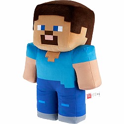 Minecraft Steve 16-in Scale Jumbo Plush Figure, Pixelated Design