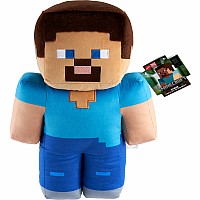 Minecraft Steve 16-in Scale Jumbo Plush Figure, Pixelated Design
