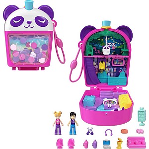 Polly Pocket Bubble Tea Panda Compact with 2 Micro Dolls and Pet Panda