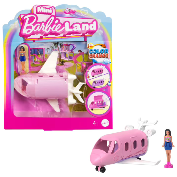 Barbie Mini Barbieland Doll & Vehicle Set with 1.5-Inch Doll & Dreamplane with Color-Change