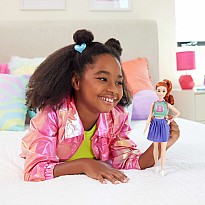 Barbie Fashionistas Doll #232 in Jersey Top and Pleated Purple Skirt, Red Hair