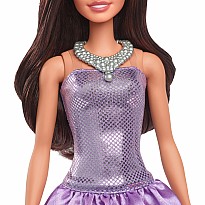 Barbie Fashionistas Doll #234 in Sequined Purple Dress and Silvery Accessories, Brown Hair