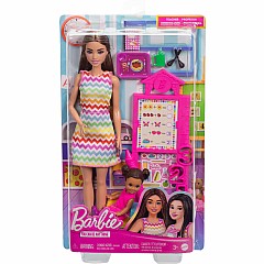 Barbie Teacher Doll with Brunette Fashion Doll, 1 Toddler Doll, & Teaching Accessories