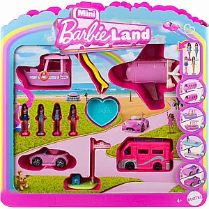 Barbie Mini Barbieland 4-Pack Doll & Vehicle Set