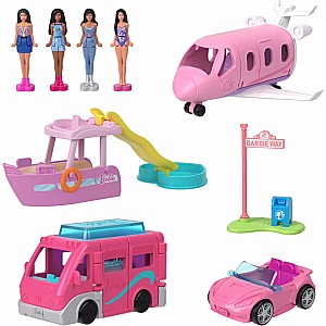 Barbie Mini Barbieland 4-Pack Doll & Vehicle Set