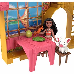 Disney Princess Moana Storytime Stackers Doll House with Small Doll, Animal Friend & 9 Accessories