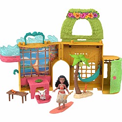 Disney Princess Moana Storytime Stackers Doll House with Small Doll, Animal Friend & 9 Accessories