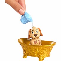 Disney Princess Bathe & Brush Belle Fashion Doll & Dog Figure with Color Change & Accessories