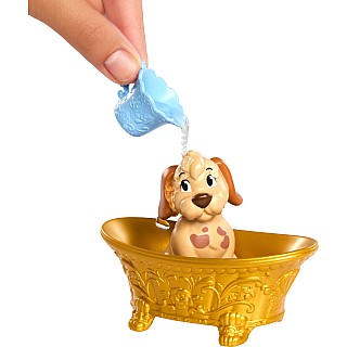 Disney Princess Bathe & Brush Belle Fashion Doll & Dog Figure with Color Change & Accessories