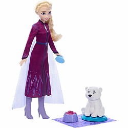Disney Frozen Elsa Fashion Doll & Polar Bear Cub Figure with 4 Nurturing Accessories