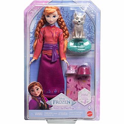 Disney Frozen Anna Fashion Doll & Wolf Cub Figure with 4 Nurturing Accessories Inspired by Movie