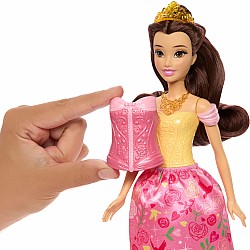 Disney Princess 2-in-1 Stories Belle Fashion Doll with 2 Snap-On Bodices, 2 Skirts & 9 Accessories