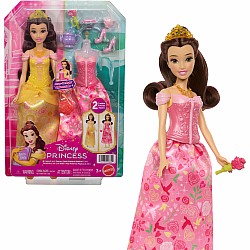 Disney Princess 2-in-1 Stories Belle Fashion Doll with 2 Snap-On Bodices, 2 Skirts & 9 Accessories
