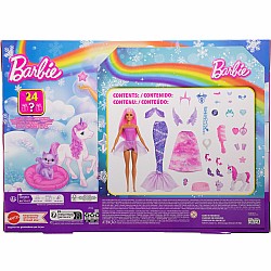 Barbie Advent Calendar with Fashion Doll & 24 Surprise Toy Accessories Including Unicorn & Pets