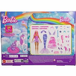 Barbie Advent Calendar with Fashion Doll & 24 Surprise Toy Accessories Including Unicorn & Pets