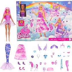 Barbie Advent Calendar with Fashion Doll & 24 Surprise Toy Accessories Including Unicorn & Pets