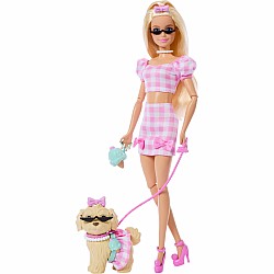 Barbie Twinning Looks Fashion Doll with Pet Dog, Matching Pink Clothes & Accessories, Blonde
