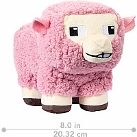 Minecraft Pink Sheep Plush Toy, 8-inch Collectible Soft Doll Inspired by A Movie