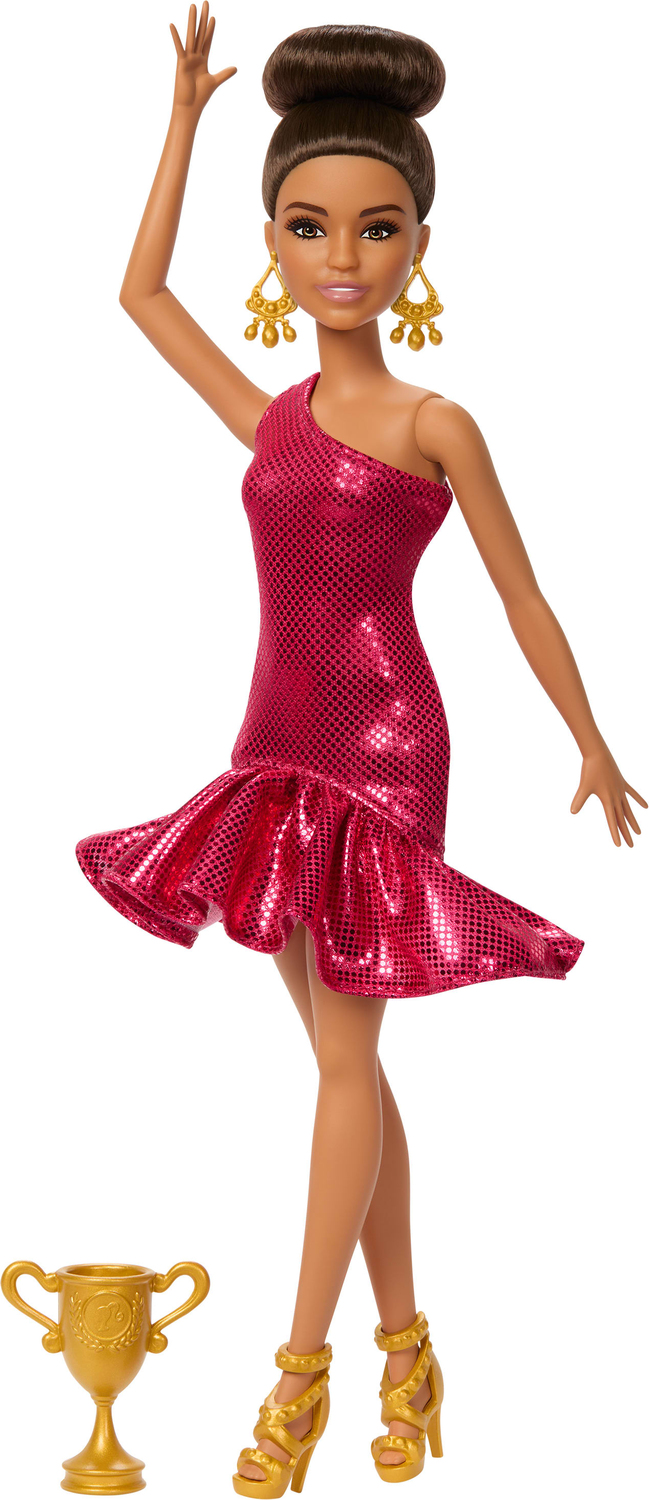 Barbie Ballroom Dancer Fashion Doll with Brown Styled Hair, Dancing Trophy Accessory