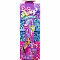Barbie Party Unboxed Glam Party Series Pink Sparkle Doll & Accessories with 10 Surprises