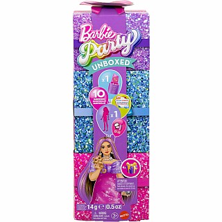 Barbie Party Unboxed Glam Party Series Pink Sparkle Doll & Accessories with 10 Surprises