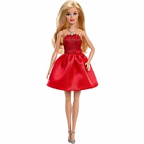 Barbie Mattel 80th Anniversary Ruby-Red Celebration Fashion Doll Wearing Red Dress with Accessories