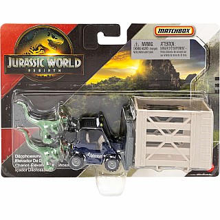 Matchbox Jurassic World Dino Transporter, Toy Car or Truck & 1-2 Mini Dinosaurs (Styles May Vary)