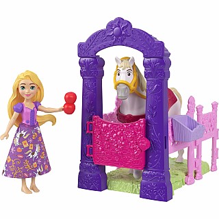 Disney Princess Rapunzel & Maximus Small Doll & Horse Set with Stable Playset & Accessories