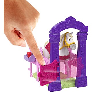 Disney Princess Rapunzel & Maximus Small Doll & Horse Set with Stable Playset & Accessories