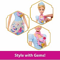 Disney Princess Jewel Reveal Cinderella Fashion Doll w/ 8 Surprises Including Gem Box & Accessories