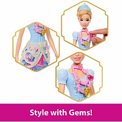 Disney Princess Jewel Reveal Cinderella Fashion Doll w/ 8 Surprises Including Gem Box & Accessories
