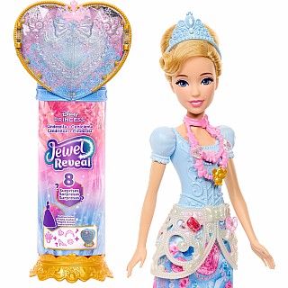 Disney Princess Jewel Reveal Cinderella Fashion Doll w/ 8 Surprises Including Gem Box & Accessories