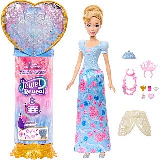 Disney Princess Jewel Reveal Cinderella Fashion Doll w/ 8 Surprises Including Gem Box & Accessories