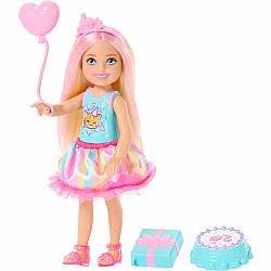 Barbie Chelsea Club Birthday-Themed Small Doll with Pink-Streaked Blonde Hair & Party Accessories