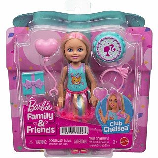 Barbie Chelsea Club Birthday-Themed Small Doll with Pink-Streaked Blonde Hair & Party Accessories
