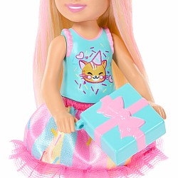 Barbie Chelsea Club Birthday-Themed Small Doll with Pink-Streaked Blonde Hair & Party Accessories