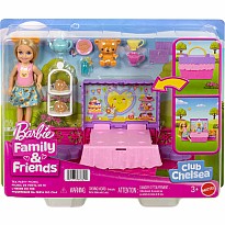 Barbie Chelsea Family & Friends Club Pop-Up Tea Party Playset with Small Doll & 10+ Accessories