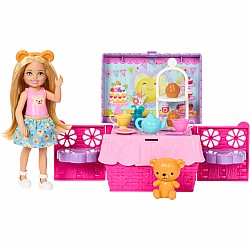 Barbie Chelsea Family & Friends Club Pop-Up Tea Party Playset with Small Doll & 10+ Accessories