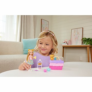 Barbie Chelsea Family & Friends Club Pop-Up Tea Party Playset with Small Doll & 10+ Accessories