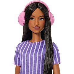 Barbie Fashionistas Doll #245 in Purple Striped Dress, Autistic with Accessories