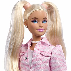 Barbie Deluxe Style Fashion Doll #9 in Matching Pink Denim Jacket & Skirt Set, Blonde