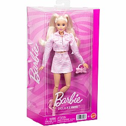 Barbie Deluxe Style Fashion Doll #9 in Matching Pink Denim Jacket & Skirt Set, Blonde