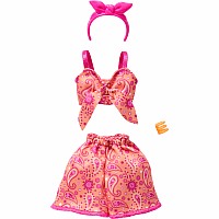 Barbie Style Complete Looks with Orange and Pink Paisley Shorts and Top, Headband and Bracelet