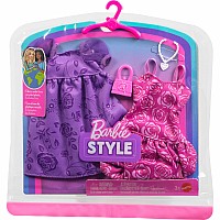 Barbie Fashions 2-Pack, 2 Outfits for Doll with 2 Dresses, Purse and Necklace