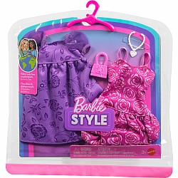 Barbie Fashions 2-Pack, 2 Outfits for Doll with 2 Dresses, Purse and Necklace